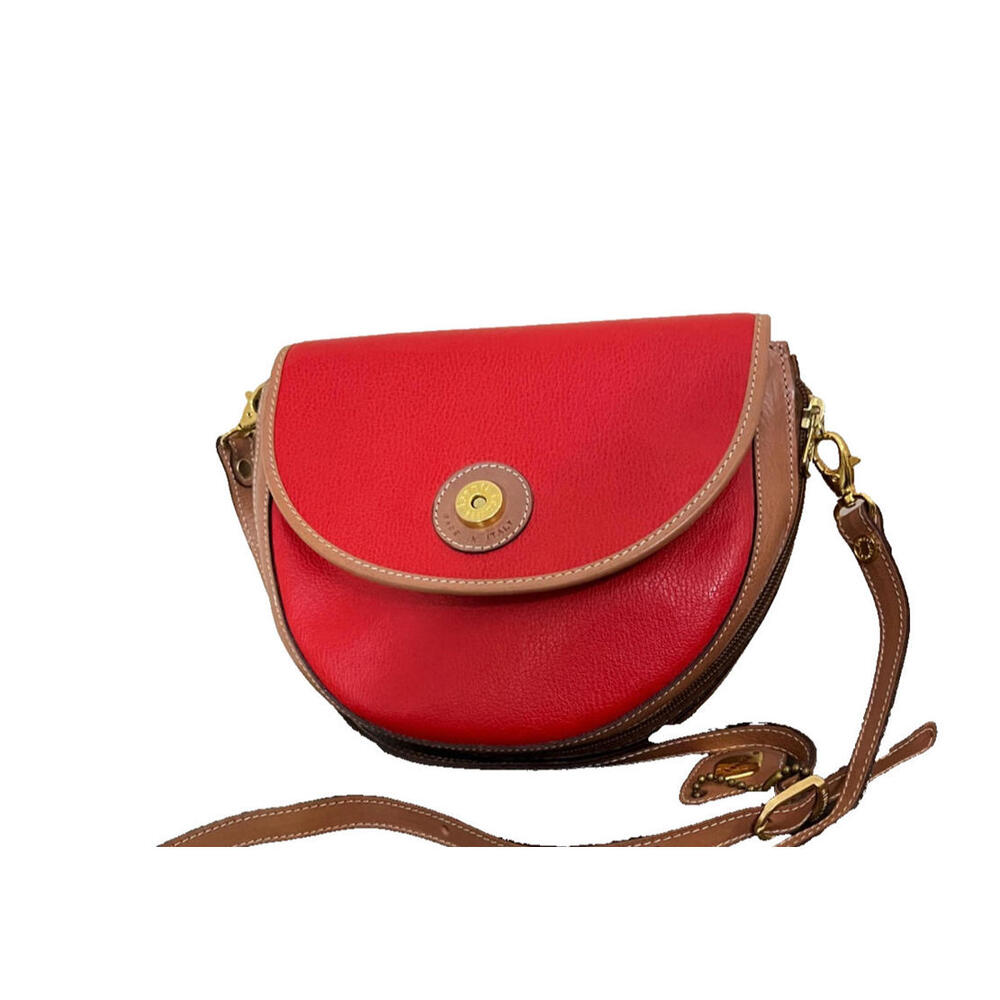 i santi - Red Pebble Leather Crossbody Saddle Handbag Purse Made in Italy vtg.